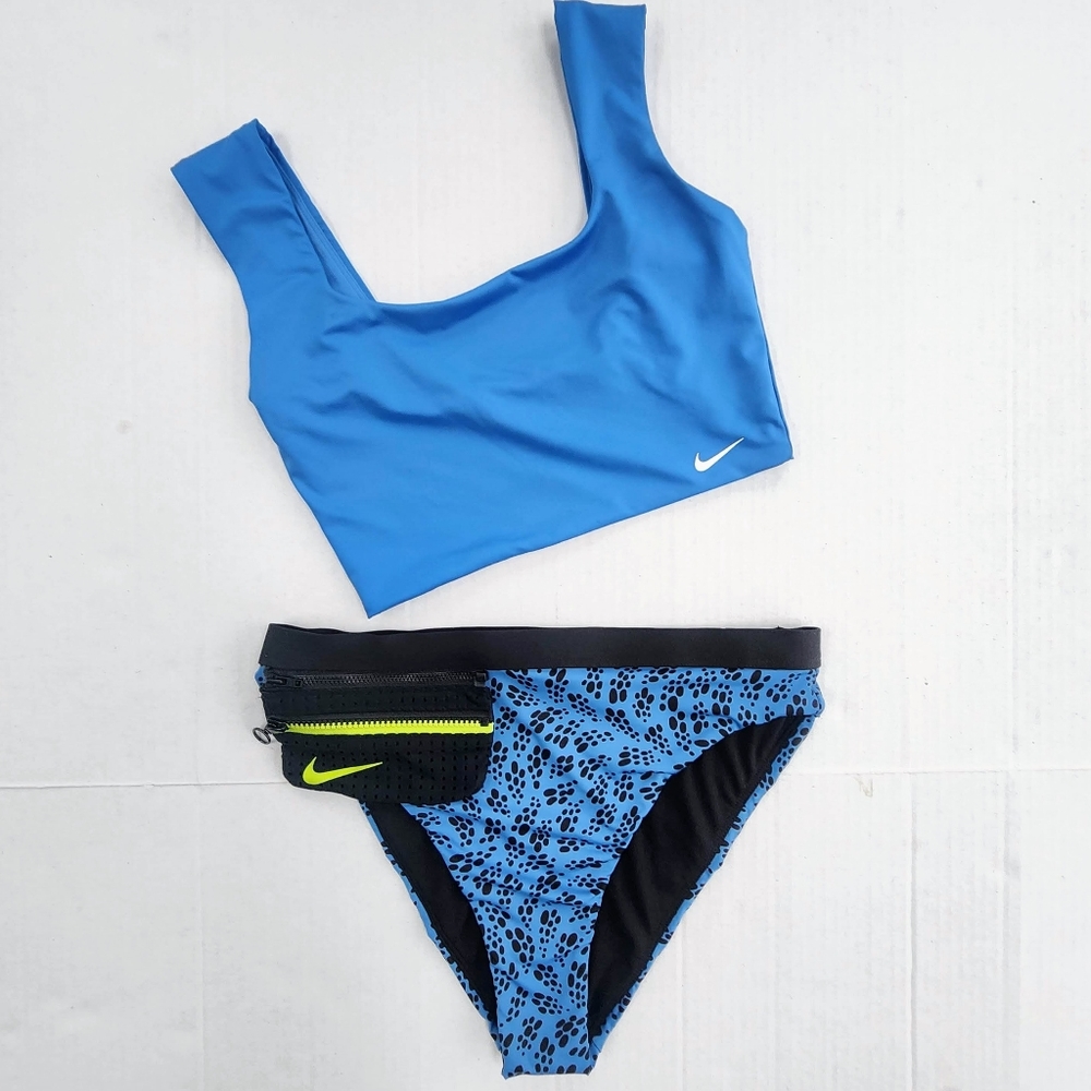 NIKE PARTY DOTS HIGH-WAISTED BIKINI BOTTOMS W/ FANNY PACK  Crop Top Longline Set